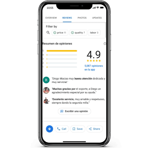 Sistema de gestión automatizada de reseñas en smartphone